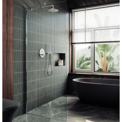 Душевая перегородка Maybah Glass MGD-677-5ш 109х195 стекло прозрачное профиль хром матовый