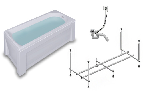 Ванна акриловая Timo MIKA MIKA1880-KT18-SPV1505-FP18S-TP70S 180х80 пристенная прямоугольная с каркасом Ванна акриловая Timo MIKA MIKA1880-KT18-SPV1505-FP18S-TP70S 180х80 пристенная прямоугольная с каркасом