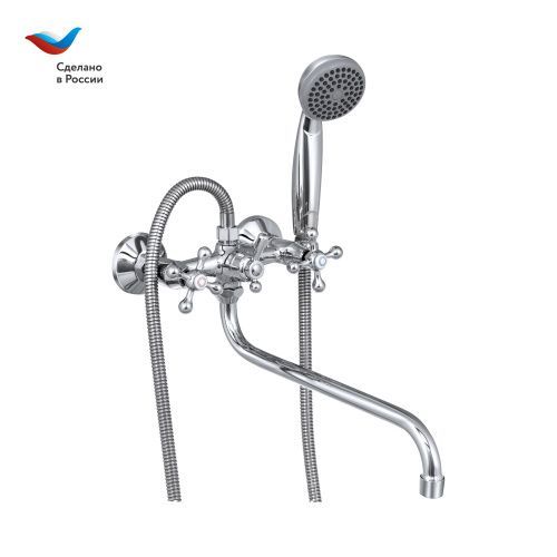Смеситель для ванны Славен Коттедж СЛ-ДВ-А31 настенный хром