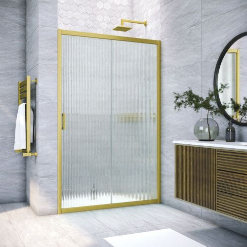 Душевая дверь Vegas-Glass ZP TUR+NOVO ZP NOVO h2000 150 03 Moru 150х200 стекло рифленое профиль золото матовое