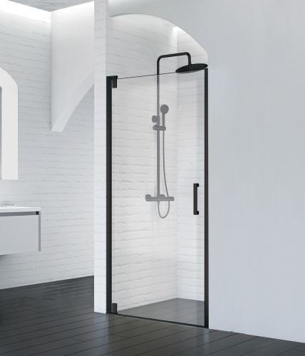 Душевая дверь BelBagno MARMI MARMI-B-1-90-C-NERO 90х195 стекло прозрачное профиль черный