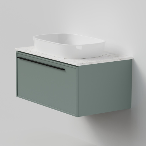 Тумба со столешницей La Fenice ELBA NFNC-01-ELB-G-80-3-GG 80х62х49 подвесная цвет серый/зелёный