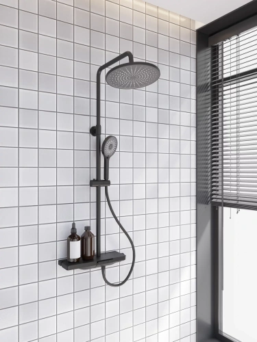 Душевая стойка Veconi ENNA EN-200-B-C4 настенная цвет черный