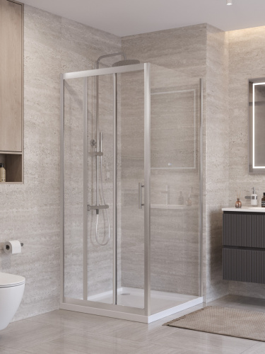 Душевой уголок BelBagno UNO-195 UNO-195-AF-31-90-C-IN 90х90 стекло прозрачное профиль сатин без поддона