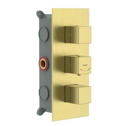 Смеситель для ванны и душа Raglo R02 R02.263.03 встраиваемый в стену золото с термостатом