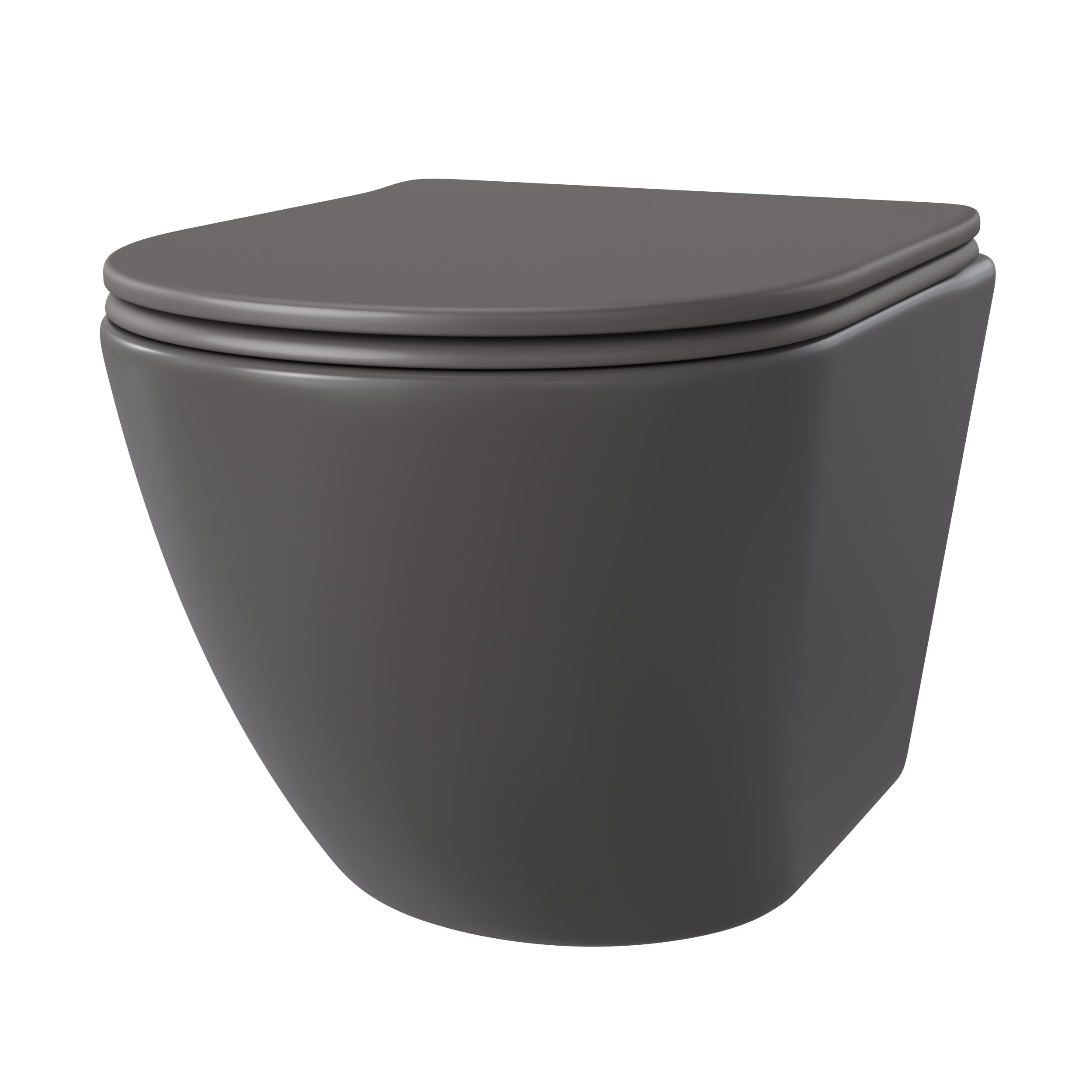 Унитаз подвесной Taliente Amato AM25010 Grigio серый матовый с сиденьем безободковый смыв торнадо