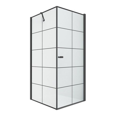 Душевой уголок New Trendy NEW SOLEO Black D-0285A/D-0121B 90х90 стекло прозрачное профиль черный без поддона
