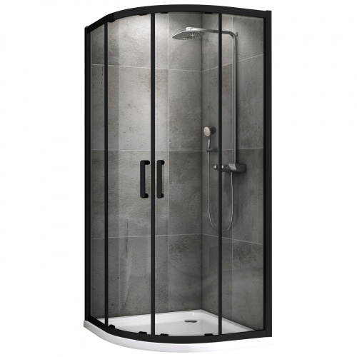Душевой уголок Abber Schwarzer Diamant AG01100B 100х100 стекло прозрачное профиль черный без поддона