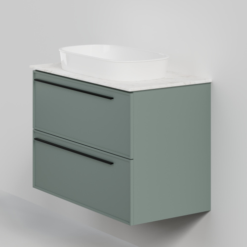 Тумба со столешницей La Fenice ELBA TWIN NFNC-01-ELB-G-90-2-3-GG 90х62х49 подвесная цвет серый/зелёный