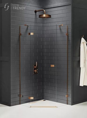 Душевой уголок New Trendy AVEXA Copper brushed EXK-3820 90х90 стекло прозрачное профиль медь без поддона