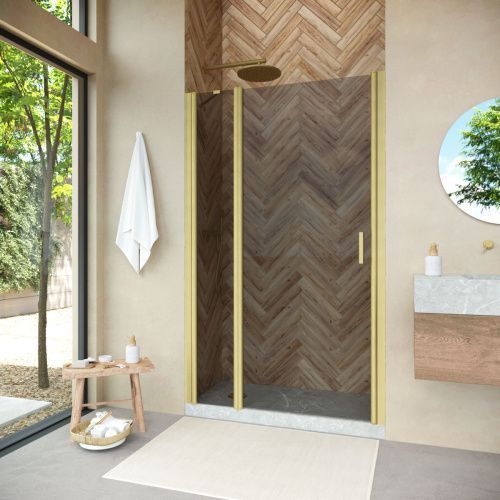 Душевая дверь Vegas-Glass EP-F-1 NOVO EP-F-1 NOVO 155 03 07 L 155х189 стекло тонированное профиль золото матовое