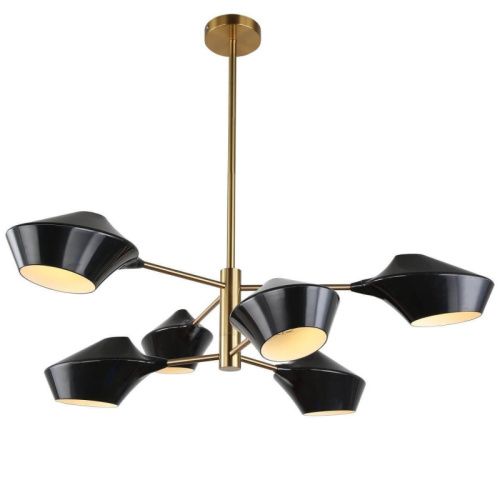 Люстра на штанге Lumina Deco ROMINA (РОМИНА) LDP 6037-6 BK+GD