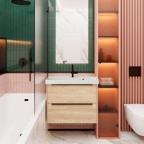 Тумба с раковиной La Fenice TESORO NFNC-01-TES-DNN-100-2-3-100 101х63х47 подвесная цвет светло-коричневый