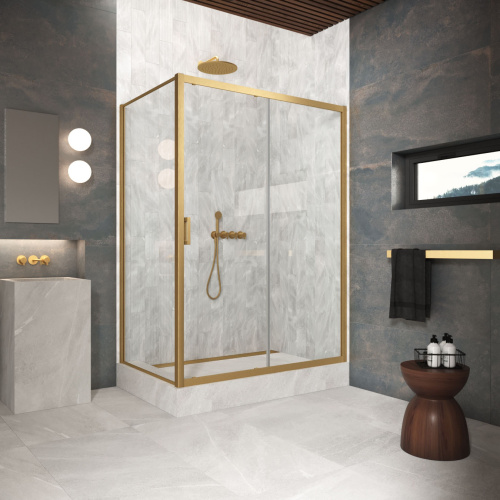 Душевой уголок Vegas-Glass ZP+ZPV Protec ZP+ZPV Protec 180*85 03 crystalvision 180х85 стекло прозрачное профиль золото матовое