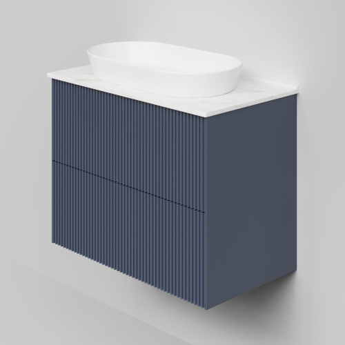 Тумба со столешницей La Fenice TERRA TWIN NFNC-01-TER-BG-80-2-3-GG 81х62х47 подвесная цвет синий