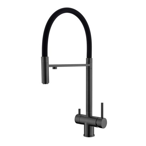 Смеситель для кухни WesnaArt Eko EKO05-160GunMetal на мойку оружейная сталь