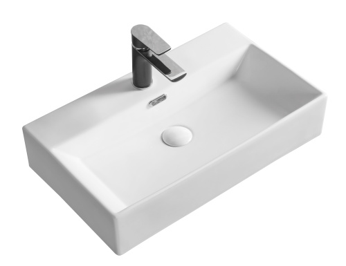 Раковина из сантехнического фарфора MILLEAU MIEL MU0094A-GW 60х36 накладная цвет белый глянцевый 1 отверстие под смеситель