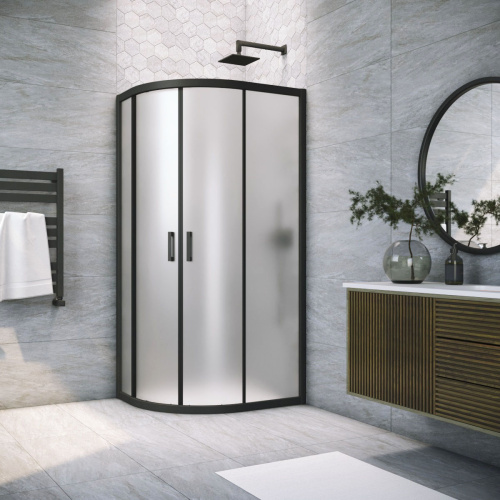 Душевой уголок Vegas-Glass ZS-F TUR+NOVO ZS-F NOVO h2000 110*90 02М 10 110х90 стекло матовое профиль черный матовый