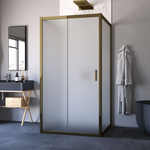 Душевой уголок Vegas-Glass ZP-U TUR+NOVO ZP-U TUR NOVO 100*100 05 10 100х100 стекло матовое профиль бронза без поддона