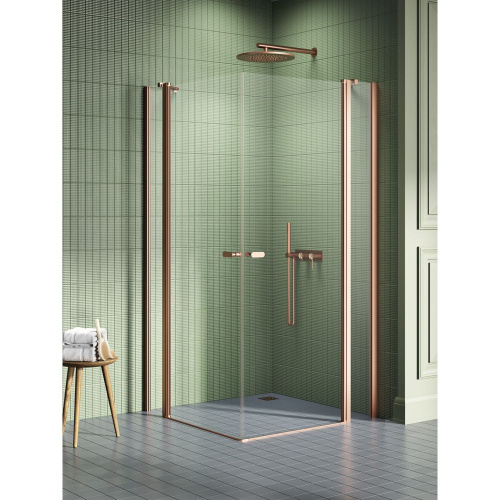 Душевой уголок New Trendy NEW SOLEO Copper brushed K-2022 110х100 стекло прозрачное 6 мм