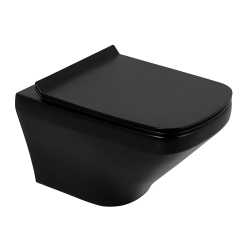 Унитаз подвесной BelBagno SELA BB3201CHR-MB/BB3201SC-MB черный с сиденьем микролифт безободковый каскадный смыв