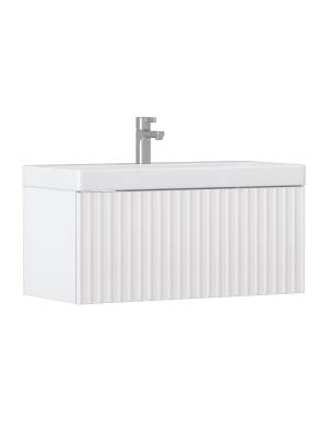 Тумба под раковину Velvex COMPO tp.COM.9696.80.1Y белый глянец 80х39х34 подвесная цвет белый