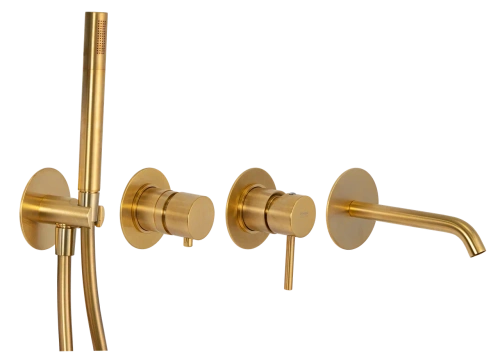 Смеситель для ванны Remer X Style X96S03ROXXBG встраиваемый в стену брашированное золото без термостата