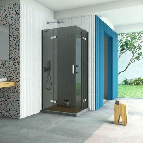 Душевой уголок Vegas-Glass AFA-F Retta AFA-F Retta 90*80 08 07 L 90х80 стекло тонированное профиль хром без поддона