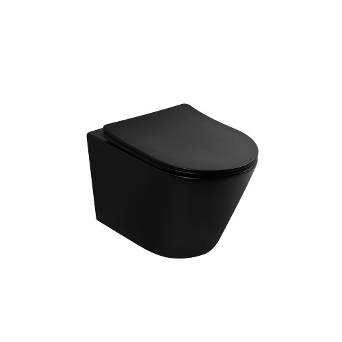 Унитаз подвесной Abber Bequem AC1102TMB черный матовый с сиденьем микролифт безободковый смыв торнадо