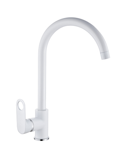 Смеситель для кухни D-Lin D155377-C на мойку хром/белый