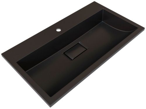 Раковина из искусственного мрамора Stella Polar Арта SP-00001726 80х45 встраиваемая цвет черный глянцевый