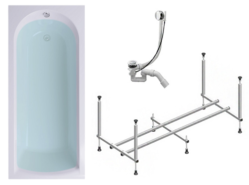 Ванна акриловая Timo MIKA MIKA1880-KT18-SPV1505 180х80 пристенная прямоугольная с каркасом Ванна акриловая Timo MIKA MIKA1880-KT18-SPV1505 180х80 пристенная прямоугольная с каркасом