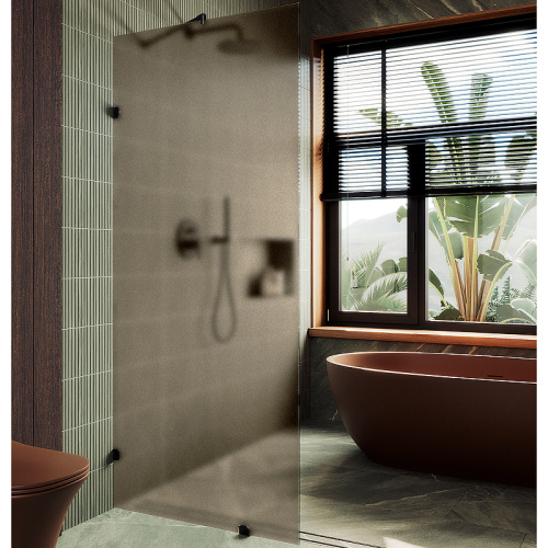 Душевая перегородка Maybah Glass MGD-267-6 99х195 стекло тонированное профиль черный