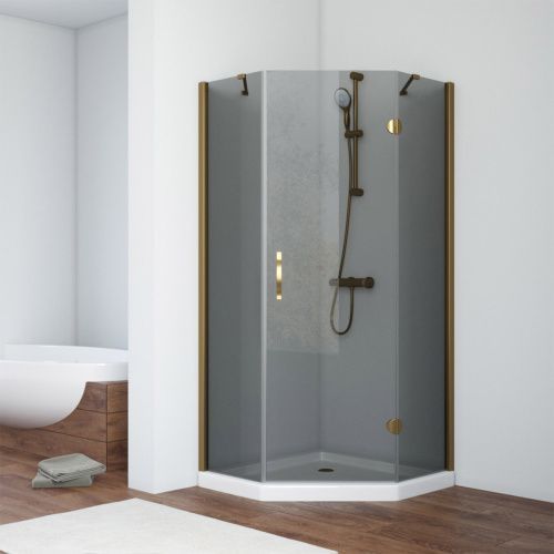 Душевой уголок Vegas-Glass AFA-Pen TUR+NOVO AFA-Pen TUR NOVO h1890 90 05 07 R 90х90 стекло тонированное профиль бронза без поддона