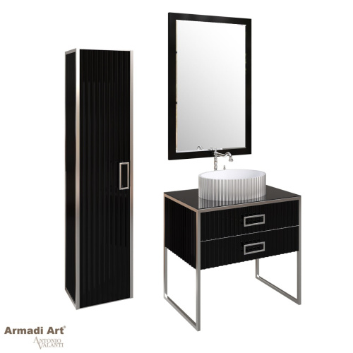 Шкаф-пенал Armadi Art Monaco 868-BCR 30х35х148 подвесной цвет черный