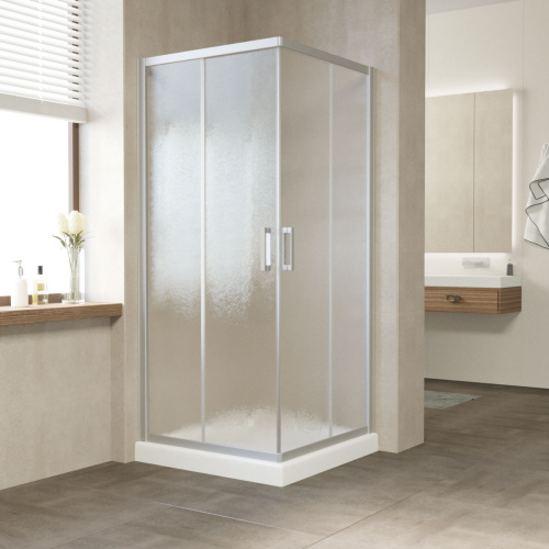 Душевой уголок Vegas-Glass ZA TUR+NOVO ZA NOVO h2000 70 07 02 70х70 стекло рифленое профиль хром матовый