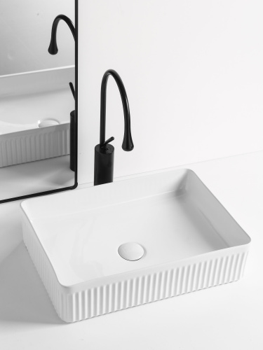 Раковина из сантехнического фарфора Sintesi SIN-LVB-APP-418 50х36 накладная цвет белый