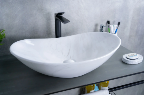 Раковина керамическая Gid Lago 54468 61х37 накладная цвет многоцветный без отверстий под смеситель