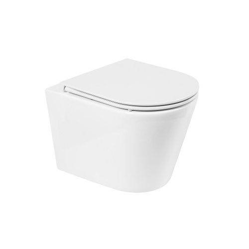 Унитаз подвесной BelBagno FLAY-R BB053CHR/BB870SC белый с сиденьем микролифт безободковый каскадный смыв
