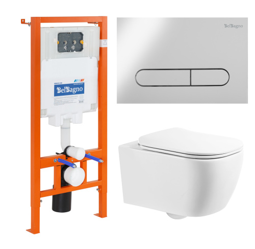 Комплект унитаз с инсталляцией BelBagno BB1102CH/BB1102SC/BB002-80/BB005-PR-CHROME