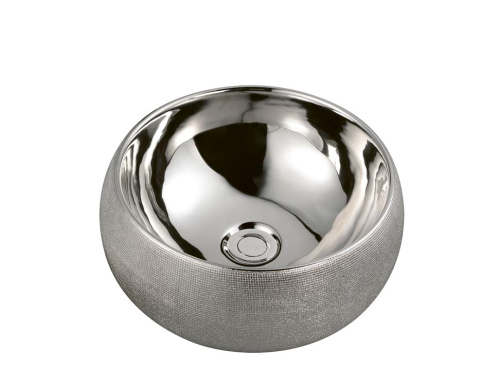 Раковина керамическая Boheme NeoArt 863 39х39 накладная цвет серебро без отверстий под смеситель