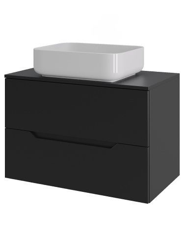 Тумба с раковиной Orange Line Li-70TubMDF+B05-500W 70х46х70 подвесная цвет черный матовый