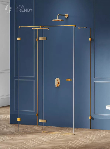 Душевой уголок New Trendy AVEXA Gold EXK-3072 80х90 стекло прозрачное профиль золото брашированное без поддона