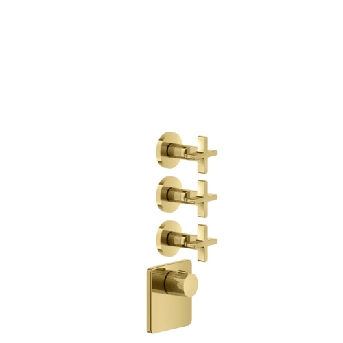 Смеситель для душа Gessi Inciso 58346#246 встраиваемый в стену золото с термостатом (внешняя часть)