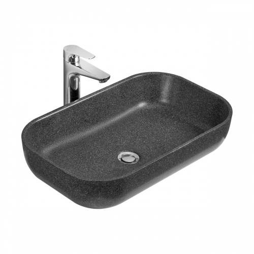 Раковина из литьевого мрамора Aquaton Лола 1A73313KLK210 58х37 накладная цвет черный