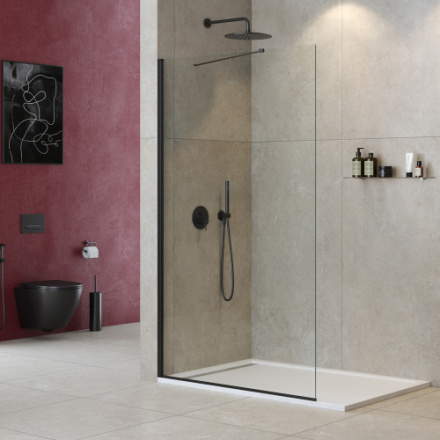 Душевая перегородка Cezares LIBERTA LIBERTA-L-1-TB-120-C-NERO 120х195 стекло прозрачное профиль черный