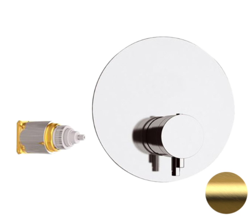 Смеситель для душа Remer Elegance NT30KBBG встраиваемый в стену брашированное золото с термостатом