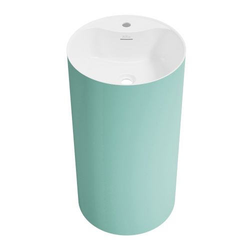 Раковина акриловая Wellsee Chalice Perfection 230627000 45х45 напольная цвет светло-зеленый/белый 1 отверстие под смеситель