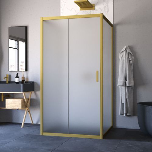 Душевой уголок Vegas-Glass ZP-U TUR+NOVO ZP-U NOVO h2000 100*100 03 10 100х100 стекло матовое профиль золото без поддона