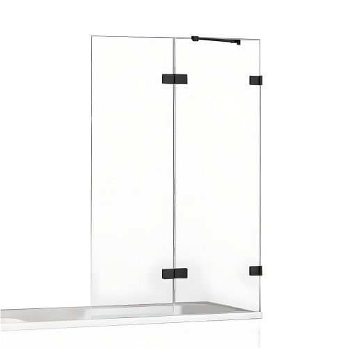 Душевая шторка на ванну New Trendy AVEXA Black EXK-1991 140х150 стекло прозрачное профиль черный ориентация правая